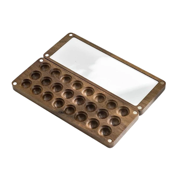 Genuine Maxbell Wood Palette Tray Wooden Paint Box Paint Container Travel Paint Case Mixing 24 Grids Consistent