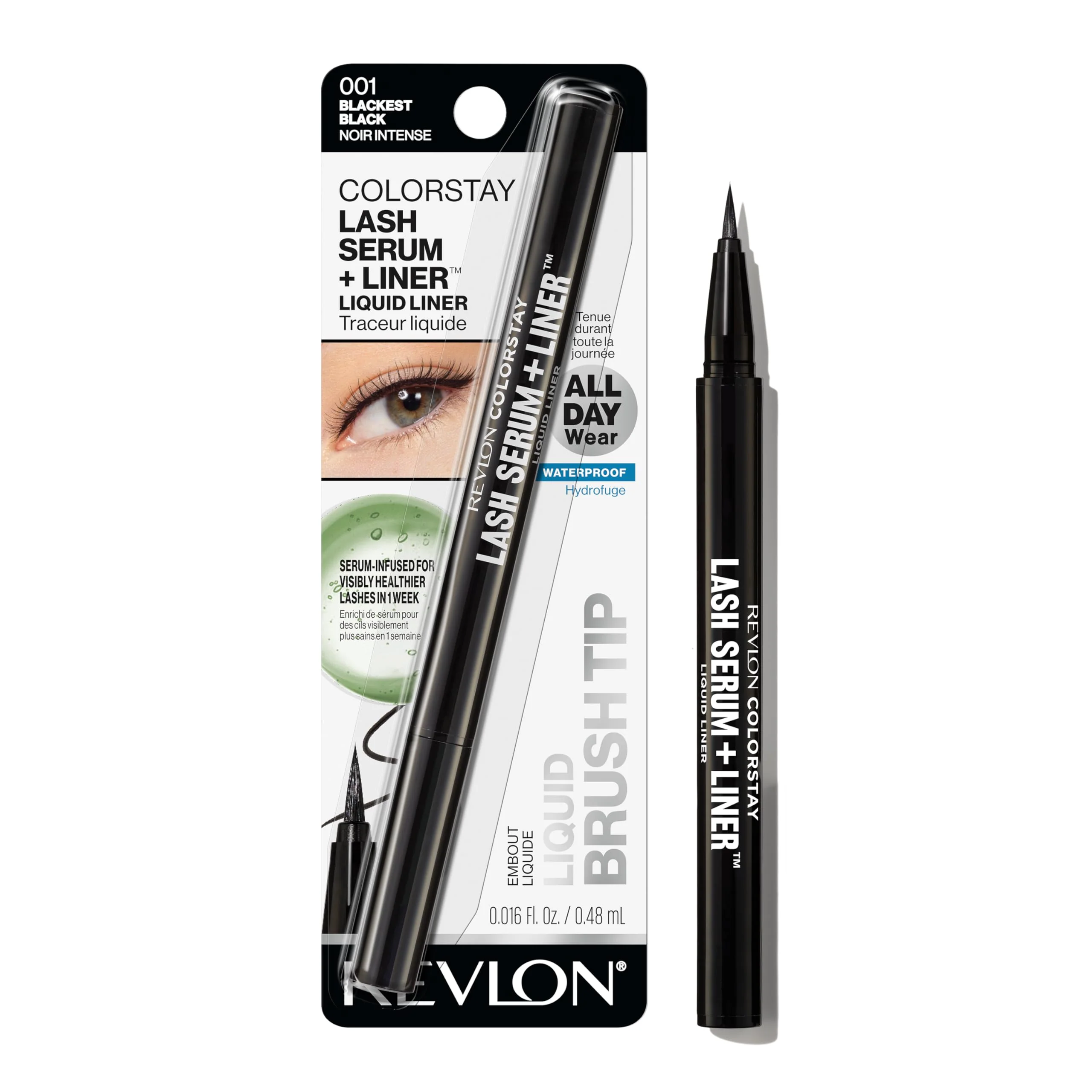 Crafted REVLON ColorStay Lash Serum Liner Waterproof Eyeliner Stocking Stuffer for Her Healthier Looking Eyelashes Smudge-Resistant 001 Blackest Black Next-Generation