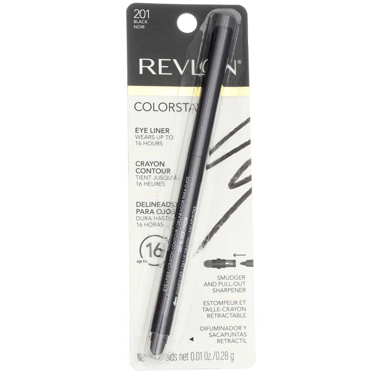 Solid REVLON ColorStay Pencil Waterproof Eyeliner Smudge-Proof Eye Makeup with Built-In Sharpener Packaging May Vary 201 Black 0.01 oz Verified