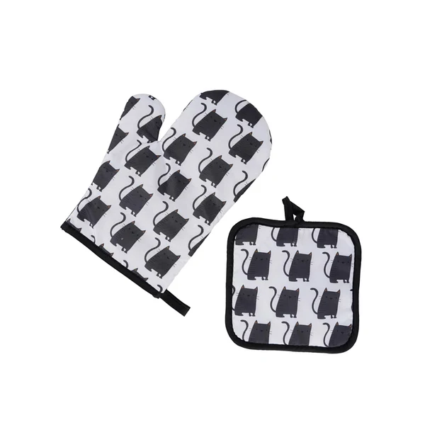 Effective Maxbell Halloween Pattern Oven Mitts Gadget with Mat for Household BBQ Cat Healthy