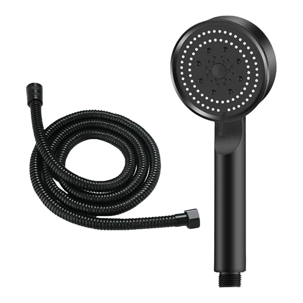 Enhanced Maxbell High Pressure Handheld Shower Head 5 Spray Settings Screw in G1 2 Connector Black 1.5m Hose Solid