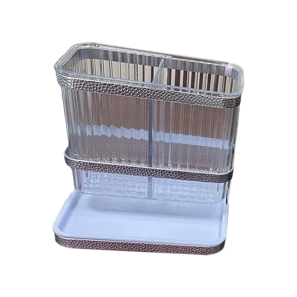 Soft Maxbell Utensil Caddy Punch Wall Mounted for Makeup Brush Desktop Restaurant White with silver Solid