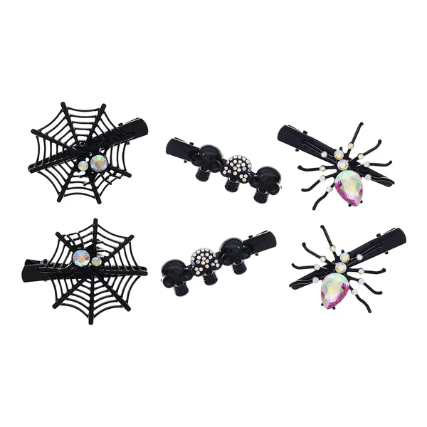 Sophisticated Maxbell 3Pairs Gothic Halloween Hair Clips Party Hairgrips Spiderweb Shape Hair Pins Black Breathable