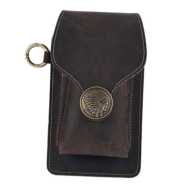 Flexible Maxbell Waist Bag Pouch Carrying Case for Men Belt Loop Phone Holster for Outdoor Dark Brown Organic
