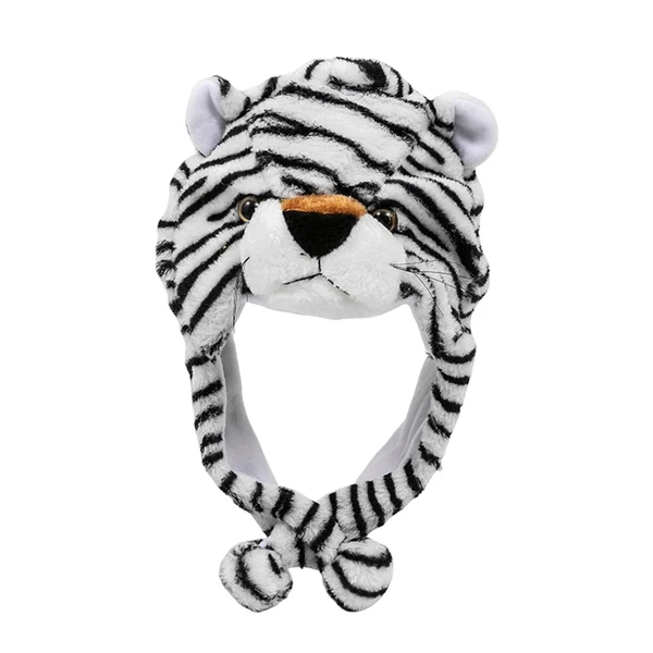 Innovative Maxbell Animal Hats Cosplay Costume Headgear Stuffed Cap Novelty for Carnival Women White Tiger Dependable