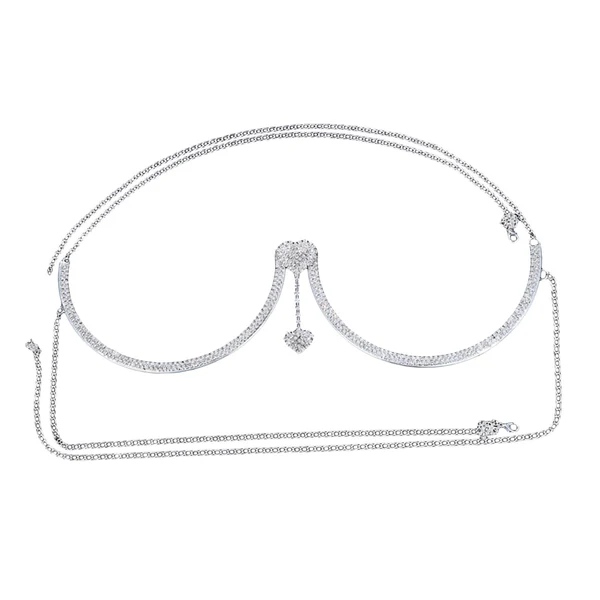 Pure Maxbell Shiny Rhinestone Chest Bracket Bra Chain Body Jewelry Nightclub Beach Party Silver Powerful