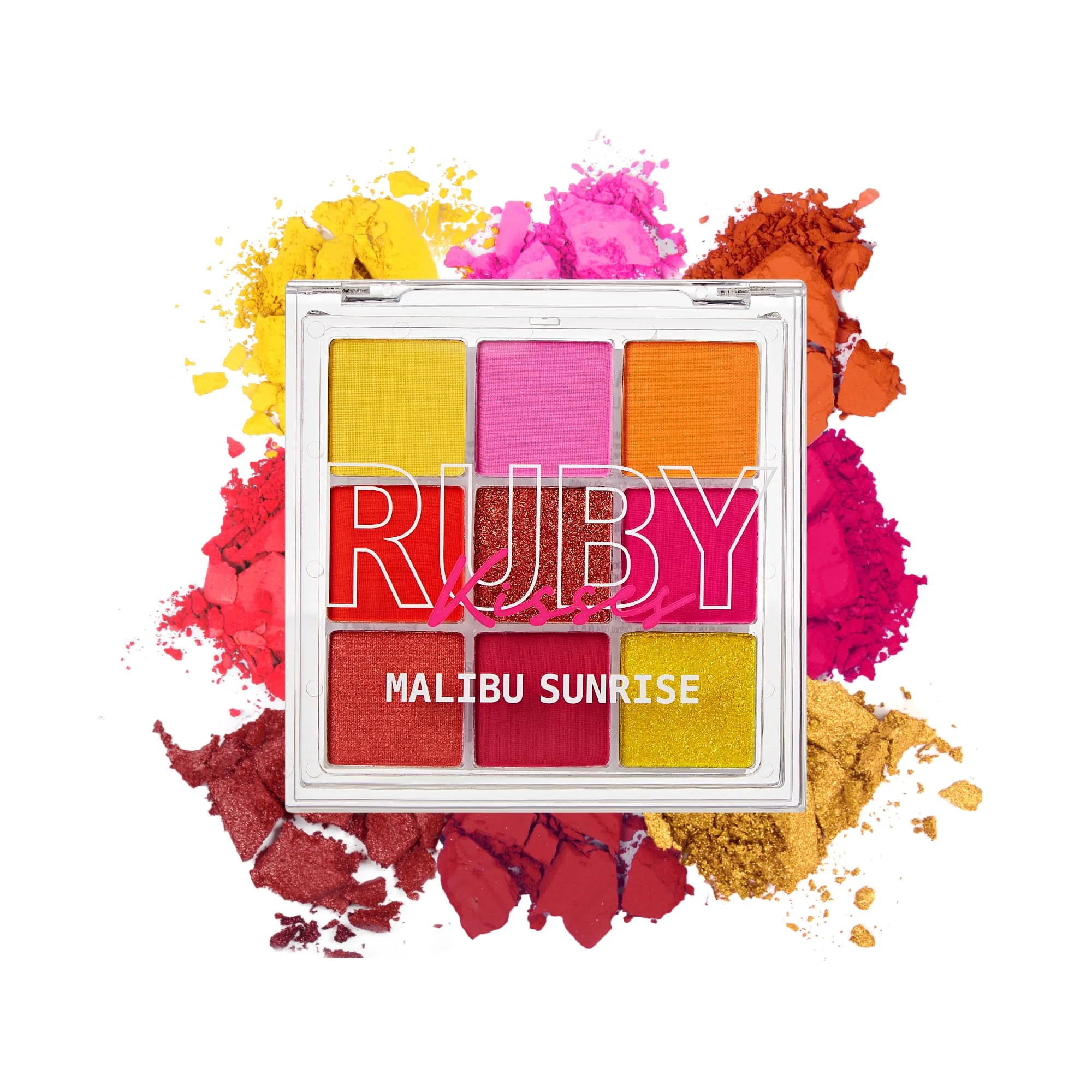 Advanced Ruby Kisses Eyeshadow Palette Highly Pigmented Eye Makeup 9 Shades Matte Shimmer Metallic Eyeshadow Palette Malibu Sunrise Luxury