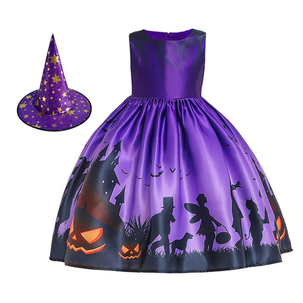 Clean Maxbell Girl Halloween Costume Dress Fancy Dress up Witch Dress for Girls Outfit 120cm Contemporary