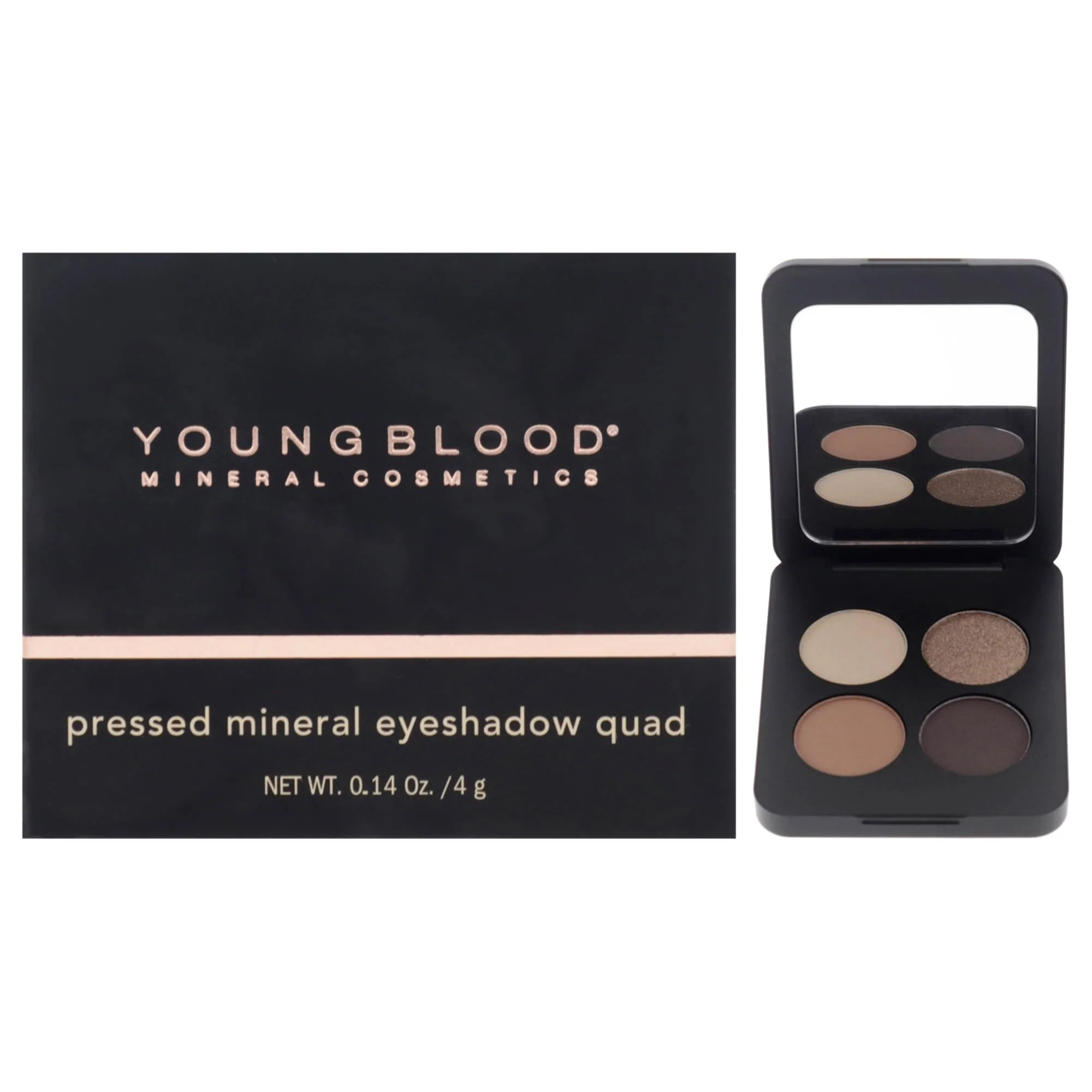 User-Friendly Youngblood Pressed Mineral Eyeshadow Quad - Taupe Smoke for Women - 0.14 oz Eye Shadow Expertly Made