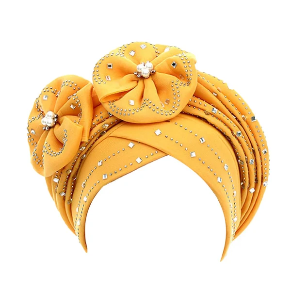 User-Friendly Maxbell African Turban for Womens Head Wrap Muslim Head Scarf Beanie Girls Yellow High-Performance