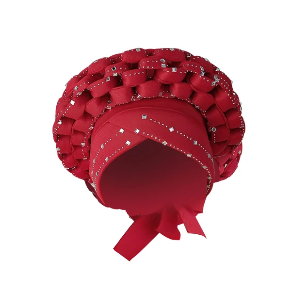 Comfortable Maxbell African Turban Women Sequin Headwear Head Scarf Hair Cover Girls Headwrap Red Relaxed
