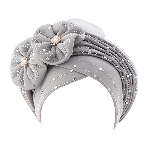 Excellent Maxbell African Turban for Womens Head Wrap Muslim Head Scarf Beanie Girls Gray Prestigious