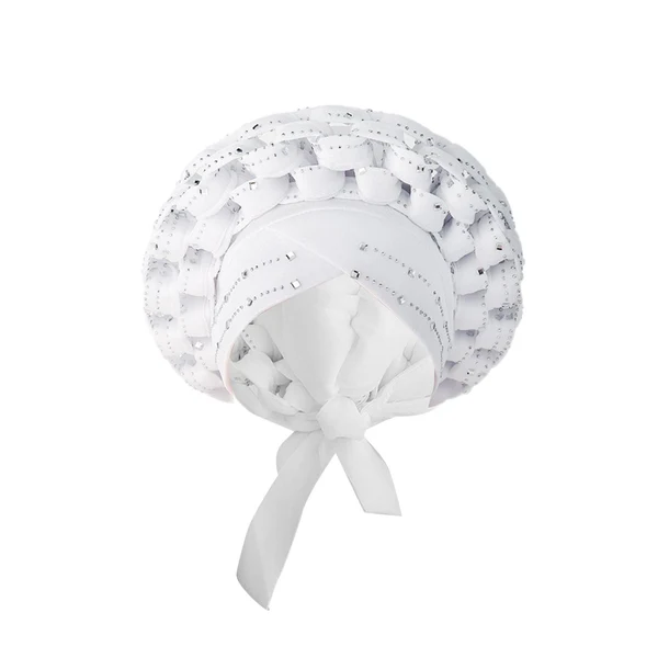 Green Maxbell African Turban Women Sequin Headwear Head Scarf Hair Cover Girls Headwrap White Authentic