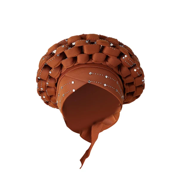 Exceptional Maxbell African Turban Women Sequin Headwear Head Scarf Hair Cover Girls Headwrap Brown Certified