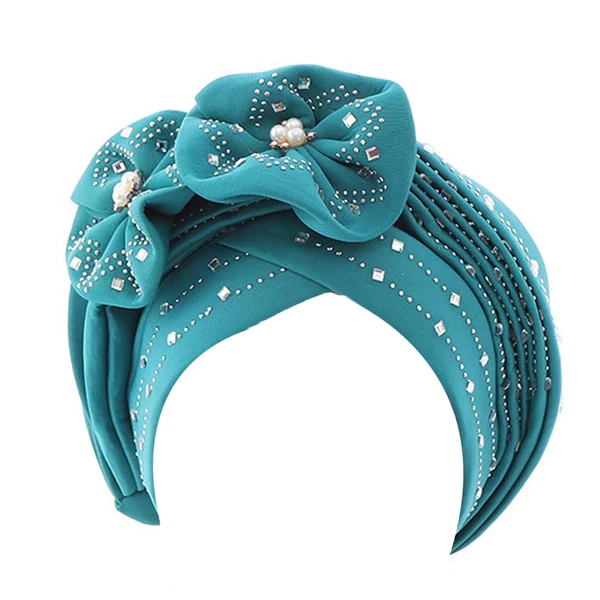 Elegant Maxbell African Turban for Womens Head Wrap Muslim Head Scarf Beanie Girls Light Blue Responsible