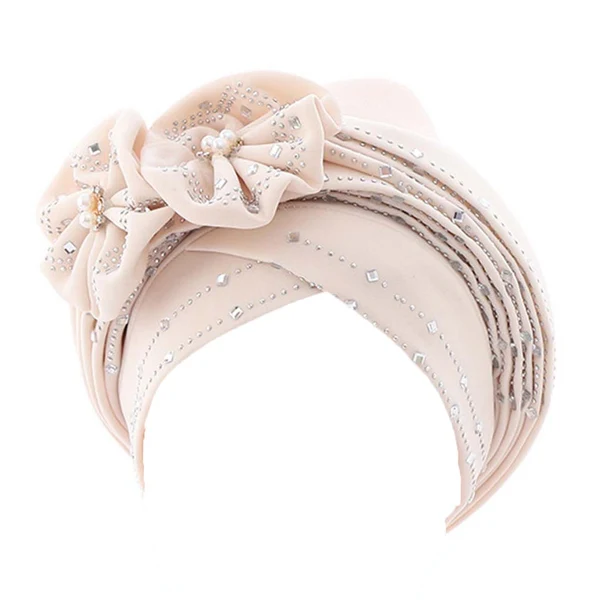 Easy-to-Use Maxbell African Turban for Womens Head Wrap Muslim Head Scarf Beanie Girls Beige Effective