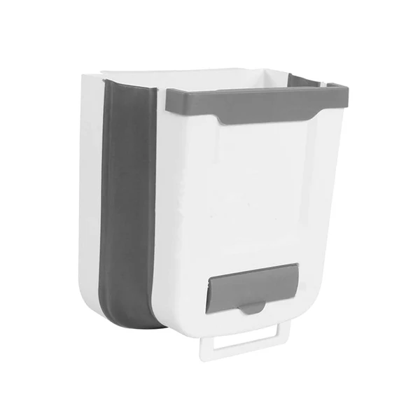 High-End Maxbell Hanging Trash Can Mounted Collapsible for Counter Top Cabinet Kitchen Gray white Lightweight