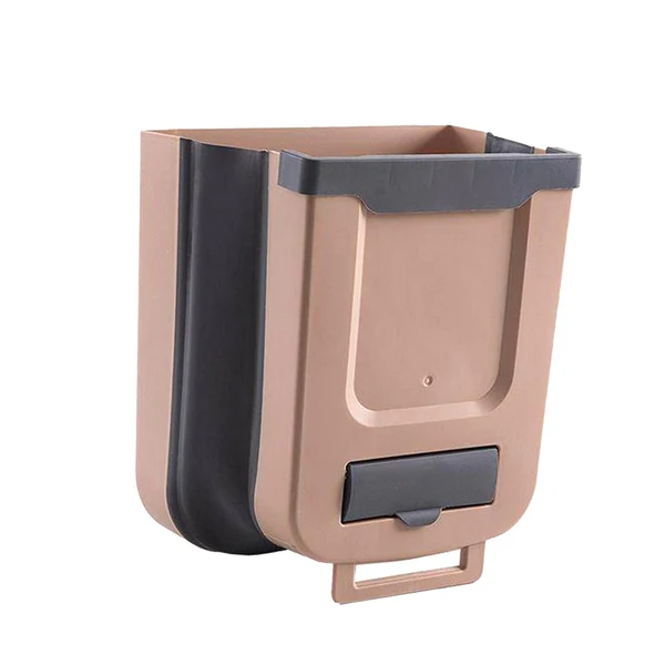 Recyclable Maxbell Hanging Trash Can Mounted Collapsible for Counter Top Cabinet Kitchen Beige Coffee Lightweight