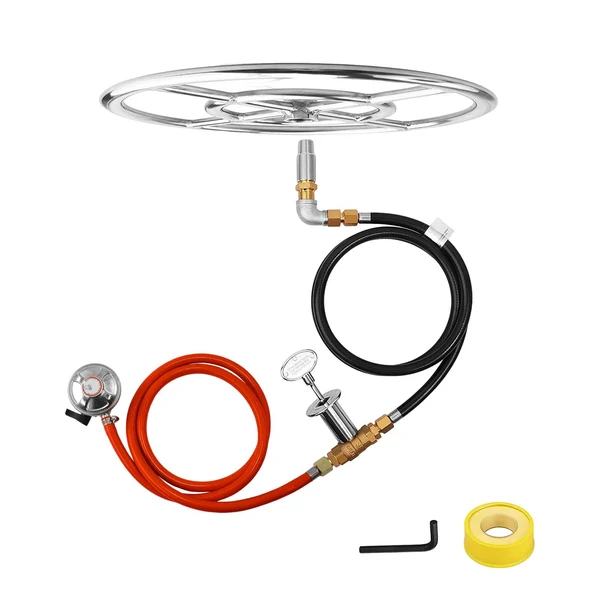 User-Friendly Maxbell Propane Gas Fire Pit DIY Round Gas Fire Pit Patio Gas Regulator 12 inch Natural
