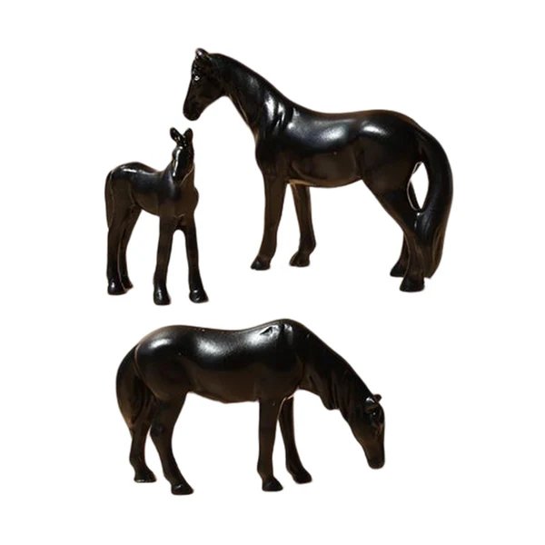Quality Maxbell 3Pcs Resin Small Horse Miniatures Figurines Micro Animal Statues for Desktop Black Practical
