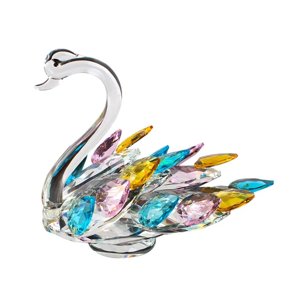 Responsible Maxbell Crystal Figurines Swan Decor Statue Standing for Wedding Birthday Multicolor Crafted