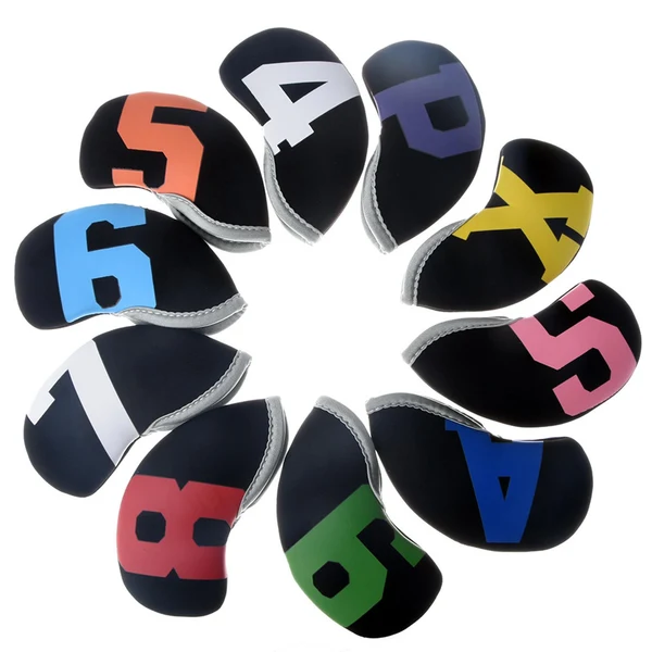 Classic Maxbell 10x Neoprene Golf Iron Headcovers Anti Scratch Wedges Covers with Number Tag black and color Modern