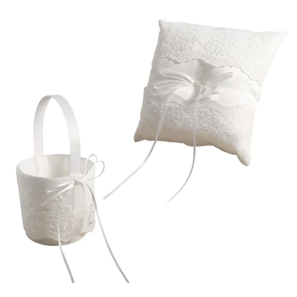 Easy-to-Use Maxbell Wedding Ring Pillow Basket White Romantic Soft for Ceremony Flower Girls Responsible