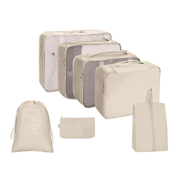 High-End Maxbell 7x Waterproof Nylon Travel Organizer Bags Clothes Storage Bags Lightweight beige Original