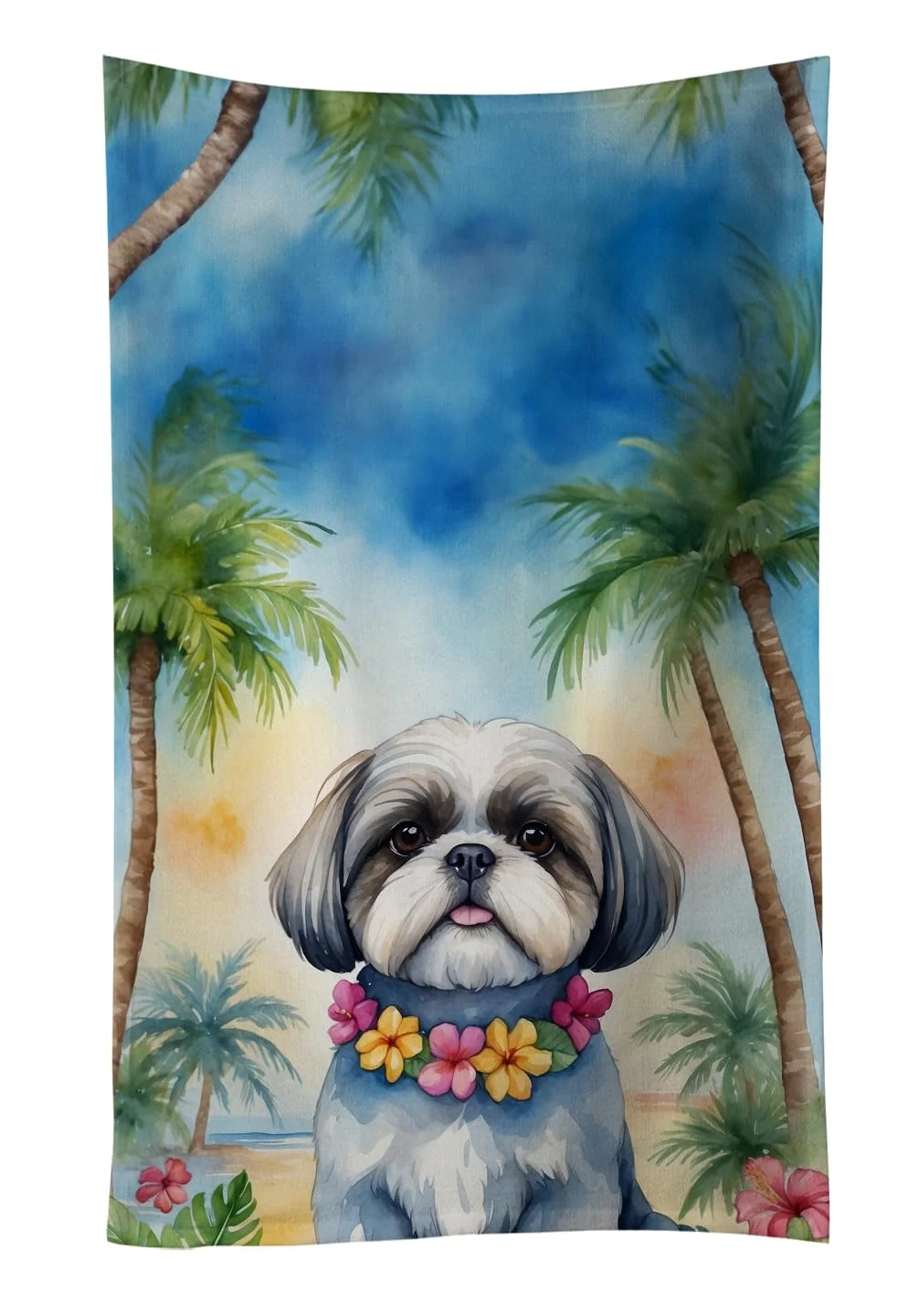 Long-Lasting Caroline's Treasures Shih Tzu Luau Kitchen Towel Dish Cloths Guest Hand Towel Decorative Bathroom Towel for Face Tea Dishcloth Kitchen and Bath Smart