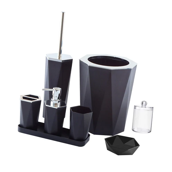 Clean Maxbell Toothbrush Cup and Soap Dispenser and Soap Dish and Tumbler for Bathroom Black Fine