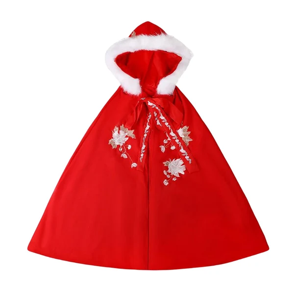 Proven Maxbell Women Cape Chinese Style Hanfu Cloak Poncho Floral Embroidery Jacket Red Minimalist
