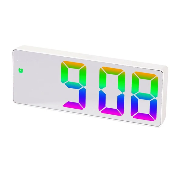 Refined Colorful Digital Alarm Clock Desktop Smart LED Clock with Temperature Date White StyleA Recyclable