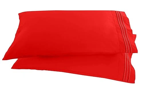 Easy-to-Use Elegant Comfort 1500 Thread Count Embroidered Egyptian Quality Luxurious Silky Soft Wrinkle Fade Resistant 2-Piece Pillowcase King Red High-Performance