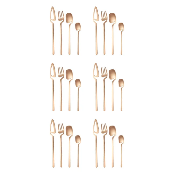 Functional Maxbell 24x Stainless Steel Cutlery Set Kitchen Utensil Bar Tool for Pink Golden Easy-to-Use