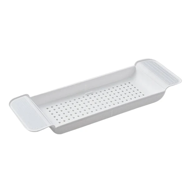 Long-Lasting Maxbell Bath Tub Tray Accessories Expandable Storage Shelf for Candleholder Bathroom White Functional