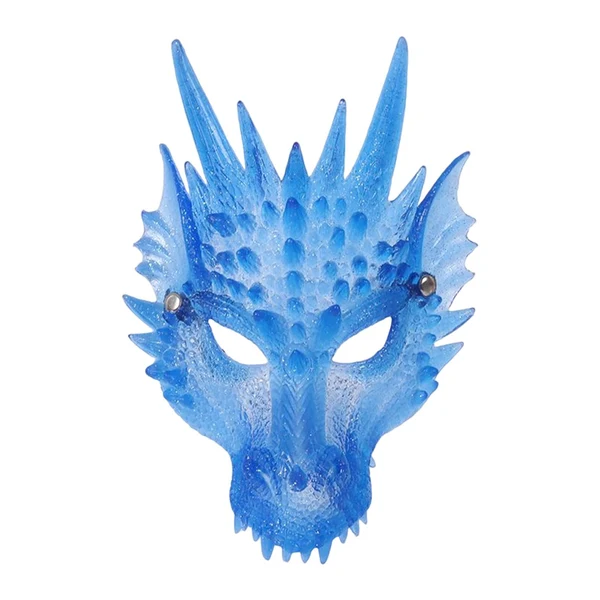 Original Design Maxbell 3D Dragon Masks Half Face Cover for Cosplay Costume Accessories Photo Prop Blue Detailed