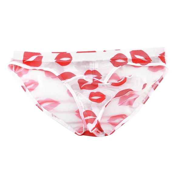 World-Class Maxbell Men Underwear Red Lip Print Comfortable Soft Breathable Thin Panties Elastic XL Premium