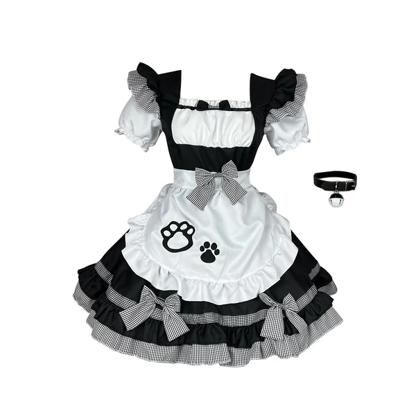 Modern Maxbell Maid Costume Apron Cosplay Maid Dresses Waitress for Stage Halloween L Fast