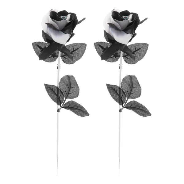 Detailed Maxbell Artificial Roses with Eyeballs Halloween Costume Party black with white Carefully Designed