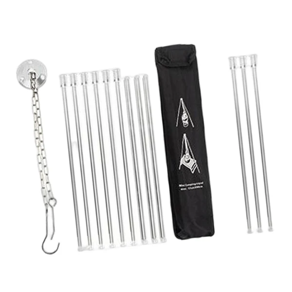 Minimalist Maxbell Detachable Camping Tripod Hanger Holder Portable for Fishing Hanging Pot BBQ Silver Optimized