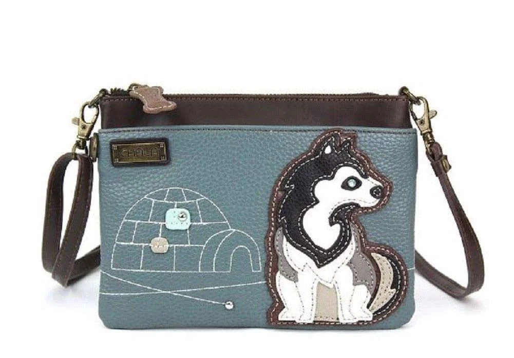 Safe Chala Mini Crossbody Phone Purse with 2 Adjustable Straps Husky Dog Excellent