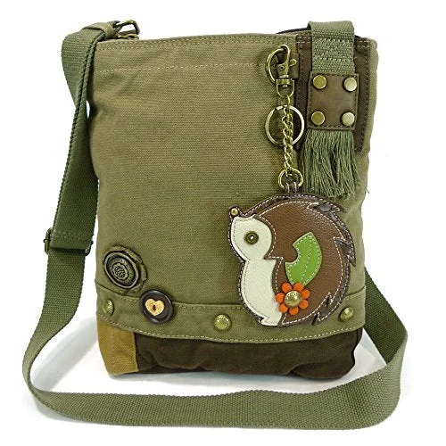Organic Chala Patch Crossbody Messenger Handbag - Olive HedgeHog Soft