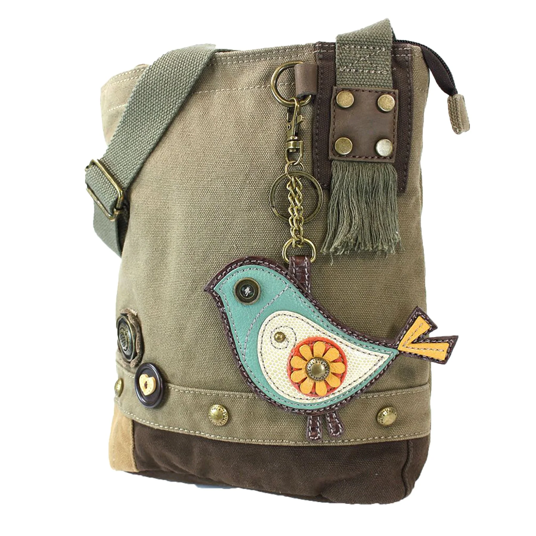 Optimized CHALA Patch Cross-Body Women Handbag Olive Canvas Messenger Bag - Green Bird Luxury