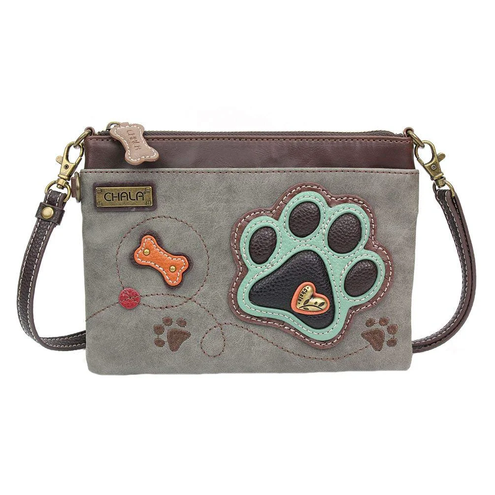 Convenient Chala Paw Print Mini Crossbody Handbag Dog Lovers Gift Dog Mom Convertible Straps Elegant