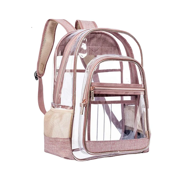 Organic Maxbell Transparent Backpack Female Male Shoulder Bag Clear Daypack for Concert Gold Reusable