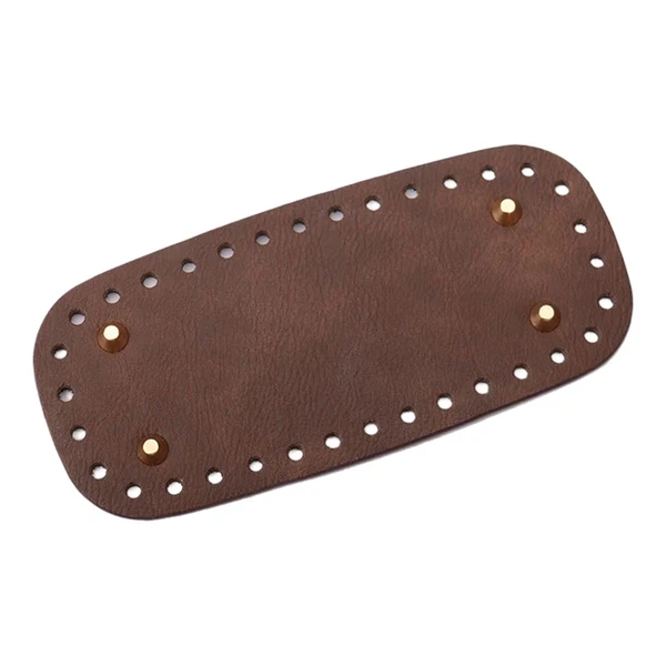 Fast Maxbell DIY Crochet Bag Bottom Pad with Holes Purse Bottom Base PU Leather 9cmx20cm Excellent