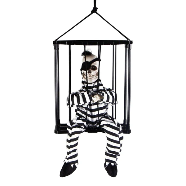 Smart Maxbell Screaming Animated Decorations Halloween Scary Talking Skull Cage Prisoner One-eyed Cage Specter Authentic