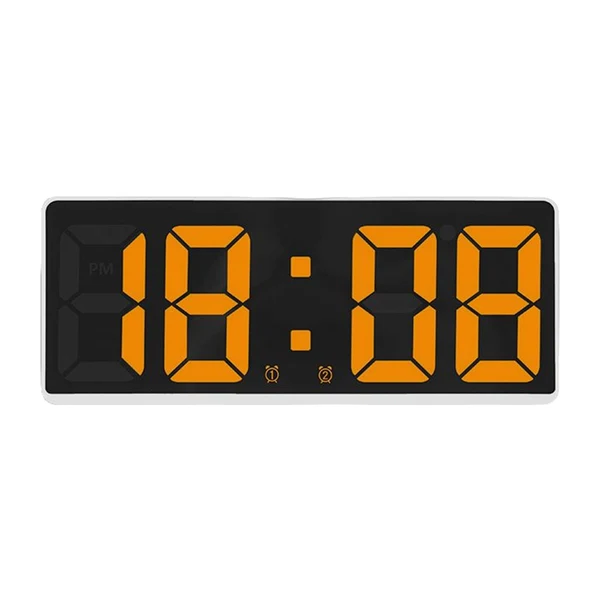 High-End Large Number Alarm Clock Table Date LED Display for Elderly Home Living Room Orange Efficient
