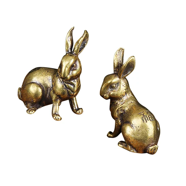 High-Performance Maxbell Brass Bunny Statue Miniature Tea Table Sculpture Rabbit Figurines Artwork Original Design