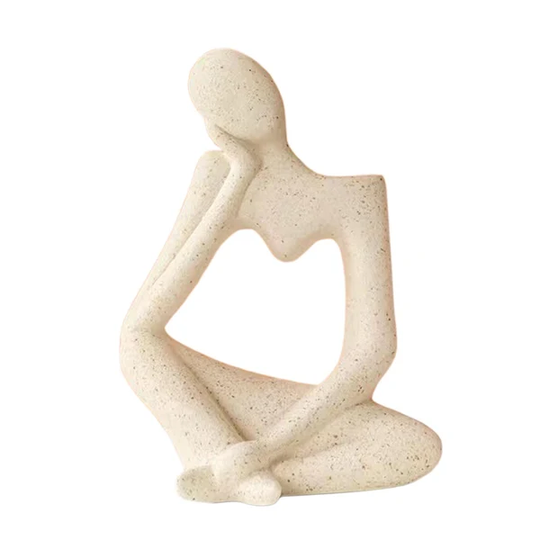 Superior Maxbell Ceramic Vase Thinker Statue Abstract Art for TV Cabinet Living Room Decor beige Refined